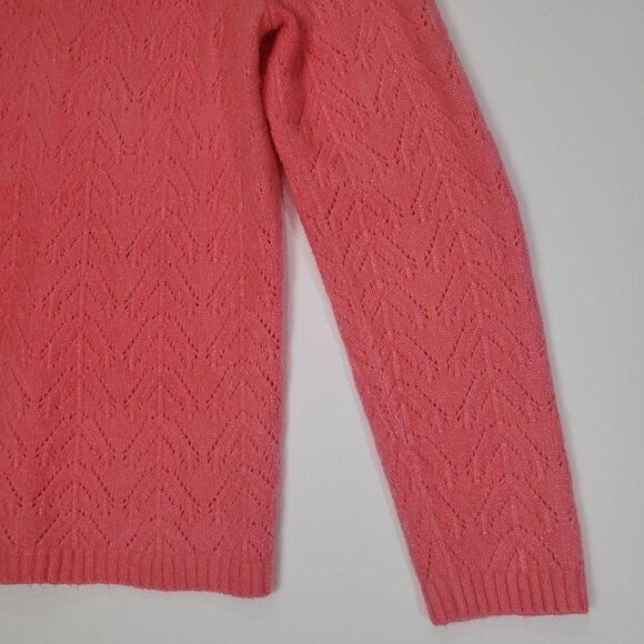 TALBOTS Womens Pointelle Sweater SZ XL Open‎ Knit Pink Pullover Long Sleeves - Picture 8 of 10